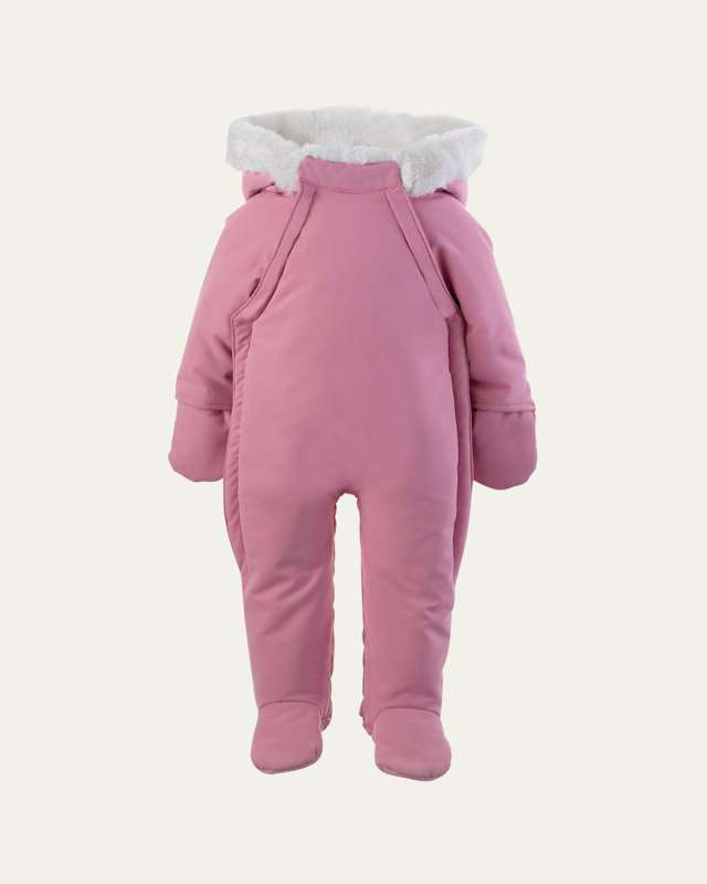 Girl's Faux Fur Padded Snowsuit, Size Newborn-12